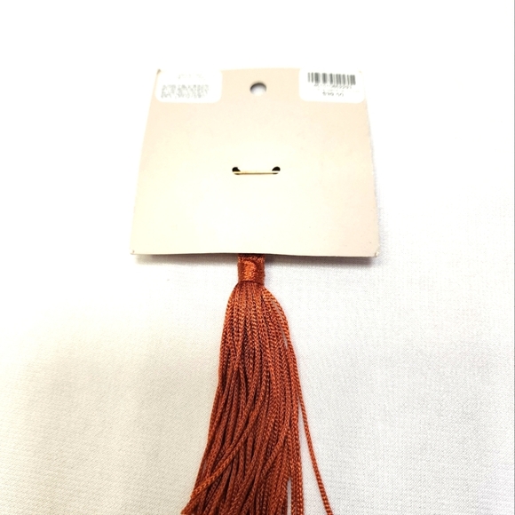 CHICO'S Asian Style Fan with Burnt Orange Tassell Brooch - Picture 6 of 8